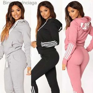 Ensembles actifs Mode Femmes Survêtements Costumes De Sport Costumes De Jogging Dames Survêtement À Capuchon Ensemble Vêtements Sweats À Capuche + Pantalons De Survêtement Sweat SuitsL231007