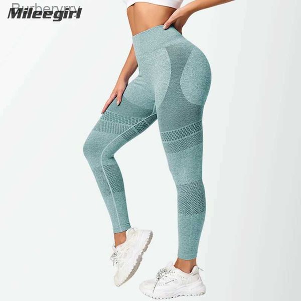 Ensembles actifs Mileegirl pantalons de Yoga femmes taille haute pêche fesses Leggings sans couture tissu mince Fitness Leggings élastique course sport PantsL231221