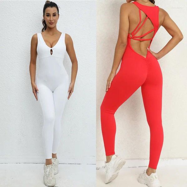 Ensembles actifs Une pièce Sexy Sport Yoga ensemble rapidement sec combinaison formation danse body vêtements d'entraînement pour les femmes tenue Fitness Activewear