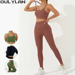 Actieve sets Oulylan legging pak sportkleding 2-delige gym yoga set dames naadloze outfits workout fitness lang voor vrouwelijke sporten