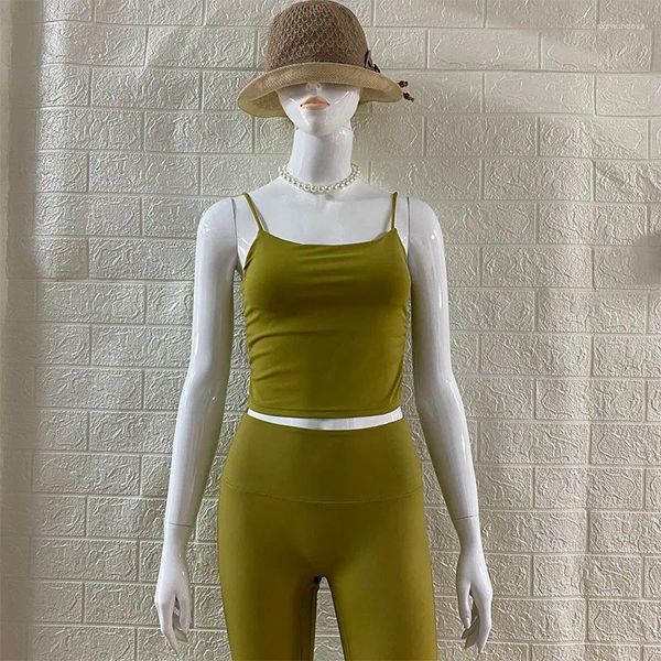 Conjuntos activos QUMOR Spring/Summer Sports Azu alta para mujeres Pantalones de sujetador de yoga plisado Set Brocte de doble cara estiramiento