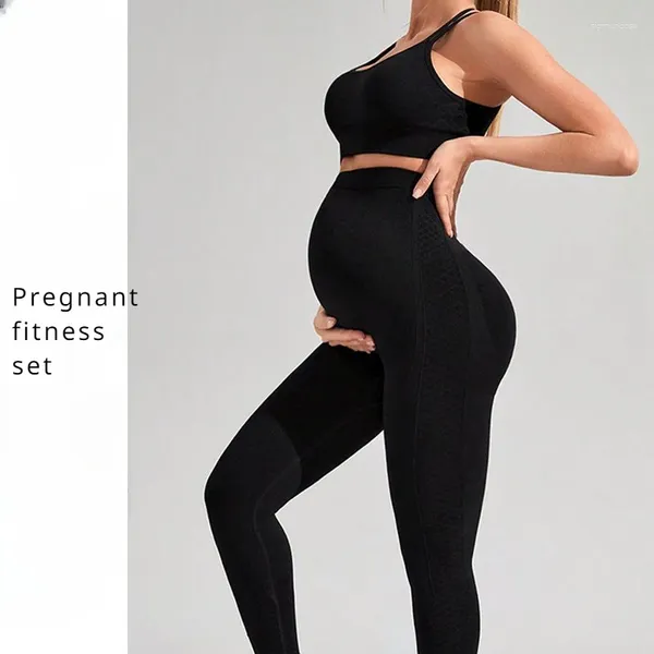 Ensembles actifs Yoga sans couture ensemble femme enceinte Abdomen Bra Bra Maternité Two Piece Fitness Fitness Tracksuit Gym Sports Push Up Leggings