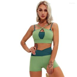 Ensembles actifs Ensemble de Yoga sans couture femmes vêtements de Sport deux pièces costume de Sport vêtements d'entraînement Fitness Gym vêtements féminins maillot de bain femme