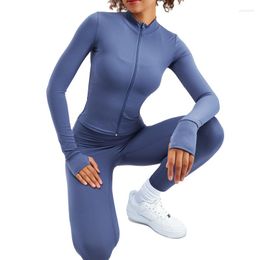 Conjuntos activos Ropa deportiva Mujer Gimnasio Yoga Fitness Ropa de calle Pantalones combinados Mono Leggings Deporte Crop Top Conjunto 2 piezas Ropa de entrenamiento Azul