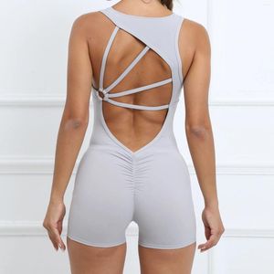 Ensembles actifs Combinaison sportive femmes Lycra Fitness salopette de gymnastique Push Up ensemble de Sport vêtements de sport vêtements de Yoga vêtements d'entraînement rouge gris blanc