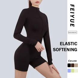 Actieve sets Taobo One Piece Long Sleeve vrouwen Yoga Set Slankly Body Sculpting Zipper Suit workout jumpsuits