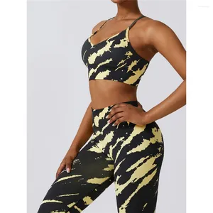 Ensembles actifs Tie Dye 2 pièces Yoga ensemble femmes costume sans couture Leggings sport soutien-gorge porter énergie Fitness vêtements de sport tenue A121BP