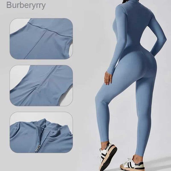 Ensembles actifs Ensemble de survêtement femmes Yoga combinaison col montant demi fermeture éclair longue traîneau taille haute bout à bout Fitness sport body LeggingsL231221