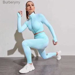 Ensembles actifs Vital ensemble sans couture femmes longue Sle vêtements d'entraînement veste de Fitness dessus de Yoga Leggings de gymnastique vêtements de sport costumes L231221