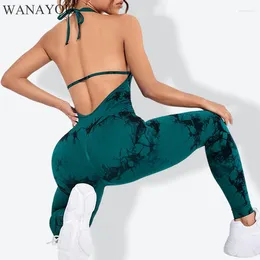 Ensembles actifs Wanayou Backless Tie Dye Yoga Jumps Cuit pour femmes Soupchage de gymnase de sport de danse en tricot en tricot