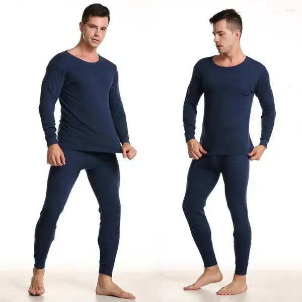 Ensembles actifs hiver hommes sous-vêtement thermique ensemble coton doux panneaux chauds longs Johns haut bas Thermo vêtements pyjamas