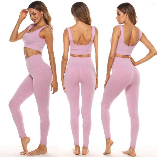 Ensembles actifs femmes énergie sans couture Yoga costume Gym body hanches Push Up soutien-gorge taille haute course Leggings dos nu Fitness Sport ensemble