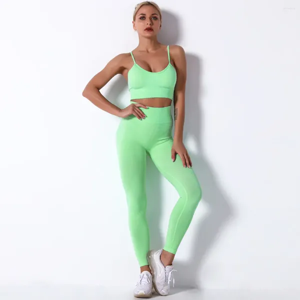 Conjuntos activos para mujer, Kit de gimnasio, conjunto de pantalones con sujetador sólido para Yoga, traje de ejercicio físico, ropa deportiva de entrenamiento para mujer