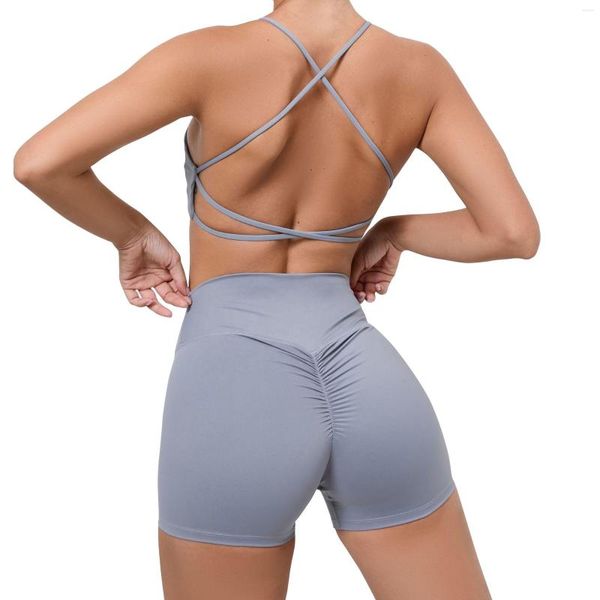 Conjuntos activos para mujer, pantalones cortos y sujetador para correr, ligeros, suaves, de secado rápido, conjunto Sexy para correr al aire libre, Fitness, traje de Yoga