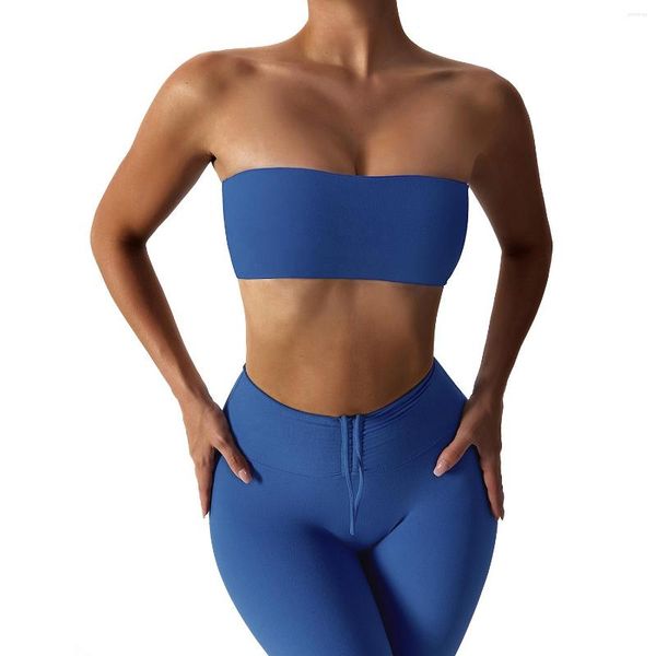 Active Sets Femmes Stretchy Léger Halter Neck Scrunch Running Leggings Soutien-Gorge Ensemble Sexy Couleur Unie Avec Push Up Sports De Plein Air Yoga