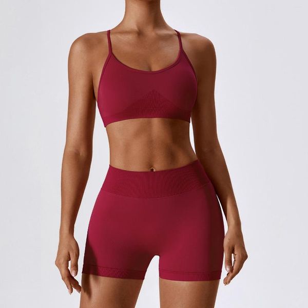 Sets activos para mujeres Summer Sport Traje gimnasio set de sujetador sexy shorts sin costuras entrenando ropa de vestir yoga atlética