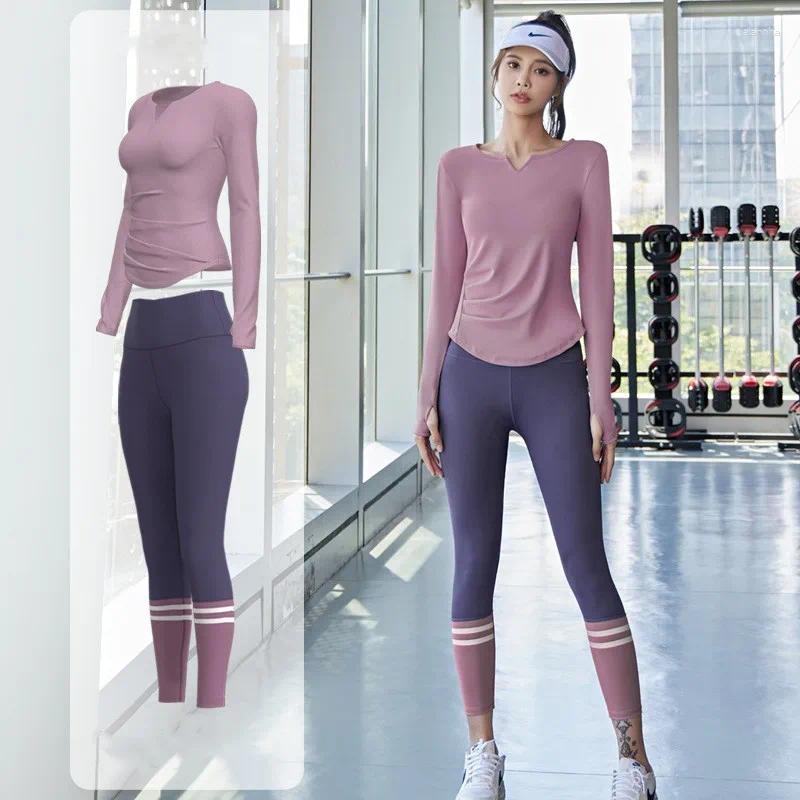 Conjuntos ativos Women Workout Clothing Gym Yoga Conjunto de fitness sportswear pant esportivo camiseta de camiseta sem costura desgaste roupas de roupa