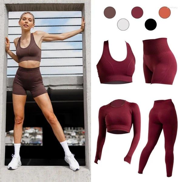 Ensembles actifs femmes vêtements d'entraînement pantalons de Yoga Shorts sans couture Sexy sous-vêtements de sport à manches courtes en cours d'exécution ensemble de vêtements absorbant