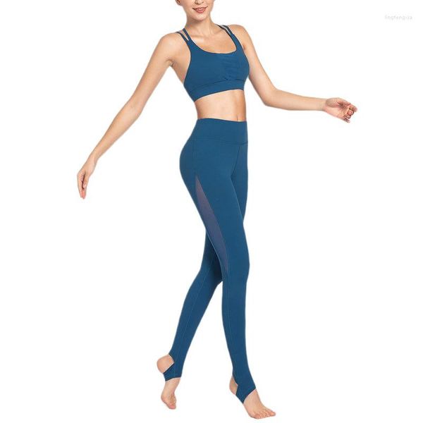 Conjuntos activos, trajes de Yoga para mujer, sujetador deportivo y Leggings con estribo, conjunto de 2 uds.