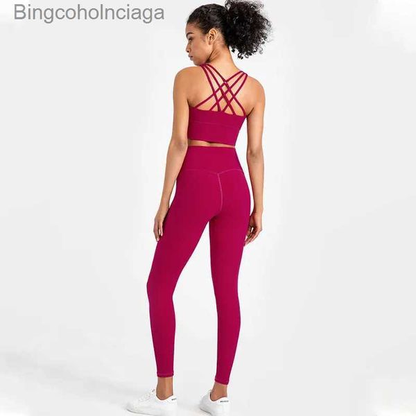 Conjuntos activos Wyplosz Ropa deportiva Top Chándal para mujer Conjunto de ropa deportiva para gimnasio Kit de yoga Monos Leggings acanalados sin costuras Pantalones con sujetador deportivo L231007