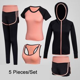 Active Sets XC Lohas Yoga Sport Bra Pants Shorts Jacket Running Tops Gym Shirts 5 stcs/Set for Women Suits Kleding