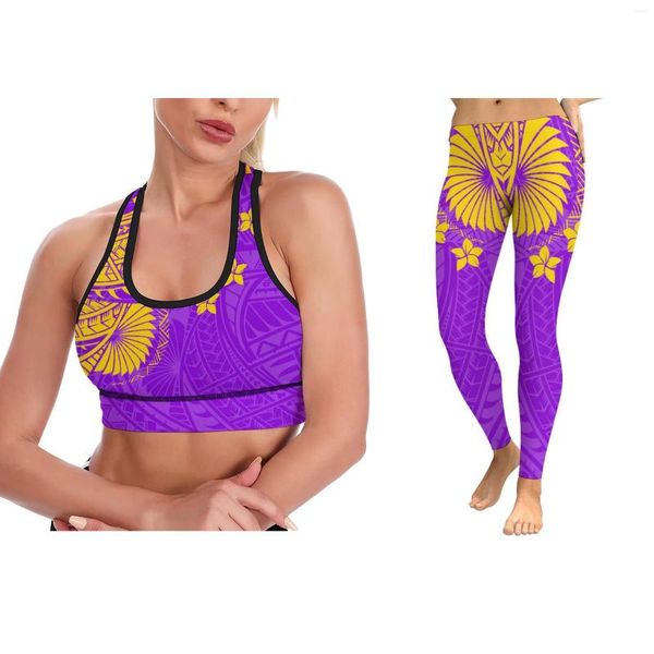 Active Sets Yoga Clothing Custom Polynesian Tribe Vintage Vest Pants Sports Fitness Design Set