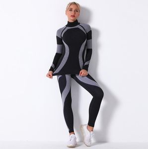 Conjuntos activos leggings de yoga sujetador deportivo Entrenamiento para mujer Conjunto ajustado pantalones de gimnasia Ejercicio de cintura alta Legging correr Elástico Fitness Lady Tights conjuntos superiores