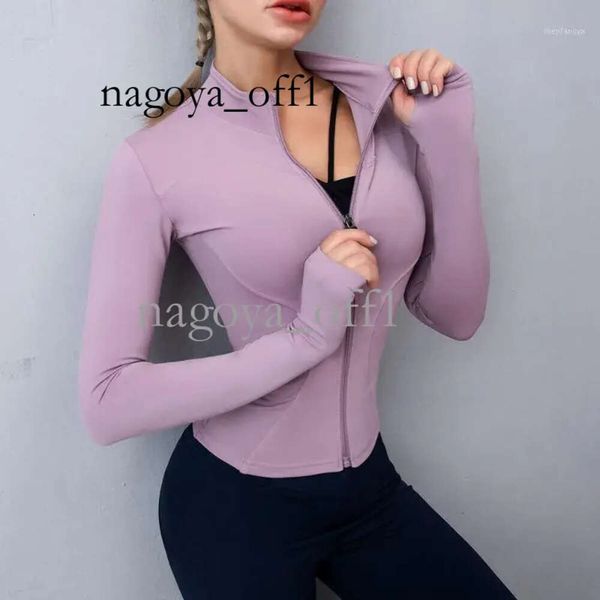 Ensembles actifs Tenue de yoga Vestes de sport Femmes Chemises de sport Coupe ajustée Manteau de fitness à manches longues Tops avec trous pour les pouces Gym Lululemens Women 366 502