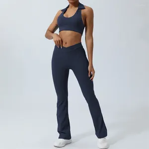 Ensembles actifs Ensemble de Yoga vêtements de sport sans couture pour femmes Fitness gymnase soutien-gorge sans manches haut court avec taille haute Legging transfrontalier vêtements d'entraînement