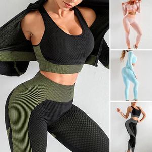 Conjuntos activos Yoga Tank Top Leggings Set Traje de mujer Ropa deportiva sin costuras de cintura alta para mujer con chaleco calado Pantalones ajustados para suave