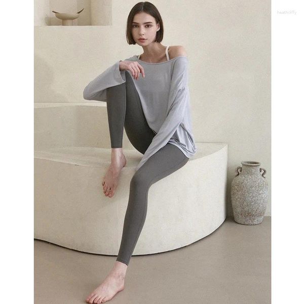 Actieve shirts 2023 Lazy Wind Cross Backless vrouwelijke yoga top met lange mouwen Modal losse ademende hardloopfitness sportkleding