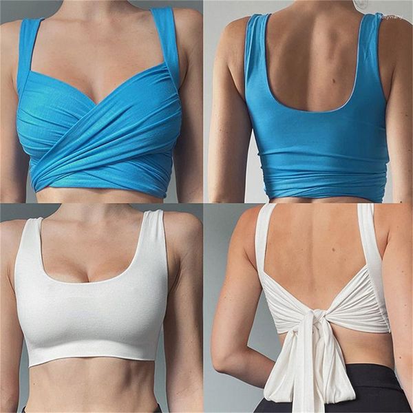 Camisas activas 2023, camisetas cortas sexis sin mangas, camisetas deportivas para Yoga para mujer, camiseta sin mangas informal, camiseta sin mangas con cuello en V y cordones Reversibles para mujer