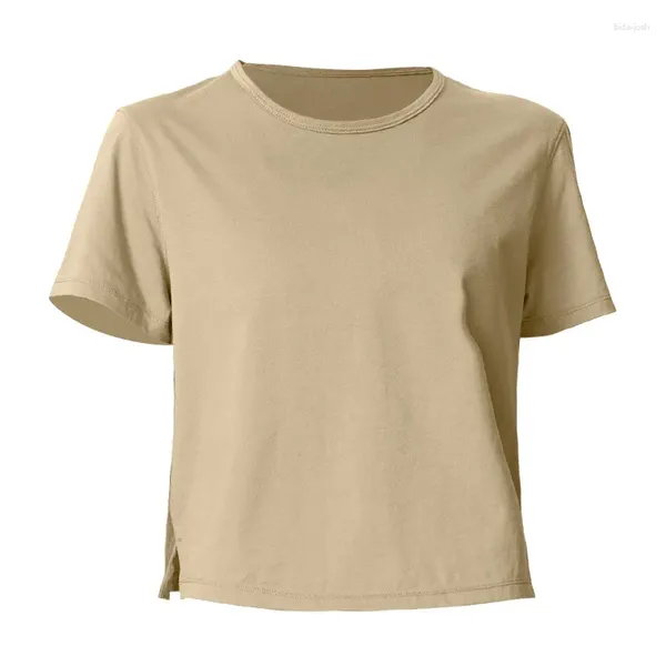 Chemises actives pour femmes, haut court ample à manches courtes et col rond, respirant, confortable et respectueux de la peau, 2024
