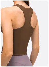 Chemises actives 4 couleurs Yoga côtelé Racerback Ank entraînement soutien-gorge de gymnastique femmes gilet de sport Sexy chemise sans manches hauts athlétiques