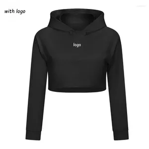 Camisas activas A 2024 abrigo de yoga Top corto con capucha suelta ropa de mujer deportes versátil CasuLO Logo Fitness Running Sw