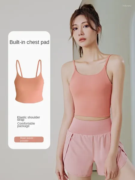 Camisas activas hermosas ropa interior de espalda con almohadilla de pecho chaleco de yoga sujetador de un tubo de honda de un solo hombro mujeres envueltas