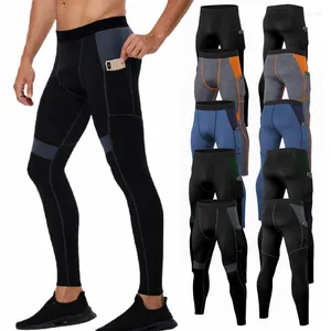 Chemises actives Pantalons de compression Hommes Collants de course avec poche Basket-ball Gym Fitness Legging Entraînement Taille élastique Pantalon Vêtements d'entraînement