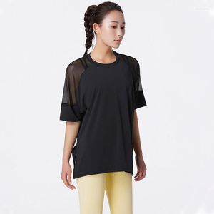 Actieve shirts cop top dames baggy t extender fitness tee shirt sport femme snel droge workout casual mesh korte mouw jas