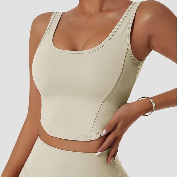 Chemises actives Gilet de yoga recyclé respectueux de l'environnement Femme Vêtements d'extérieur antichoc Running Sous-vêtements de sport Beau dos Fitness Gym Haut d'entraînement