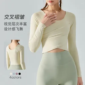 Chemises actives à la mode pour femmes, robe de Yoga avec coussinet de poitrine, Slim, pliable, manches longues, sport, Fitness, automne et hiver