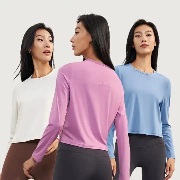 Camisas activas, ropa deportiva para gimnasio, ropa deportiva, blusa superior, ropa para mujer, camisa informal de invierno de manga larga con cuello redondo