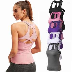 Chemises actives Fitness solide femmes respirant haut de Yoga Gym entraînement réservoir course chemise Sexy dos nu Sport T Crop