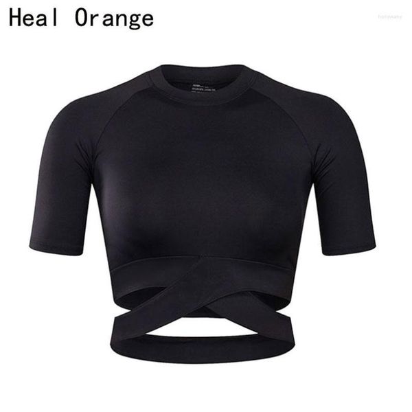 Chemises actives HEAL ORANGE Femmes Yoga Sexy Haut de sport Style Fitness Crop Solid Running Shirt Sport Gym Vêtements Débardeurs Sportswear