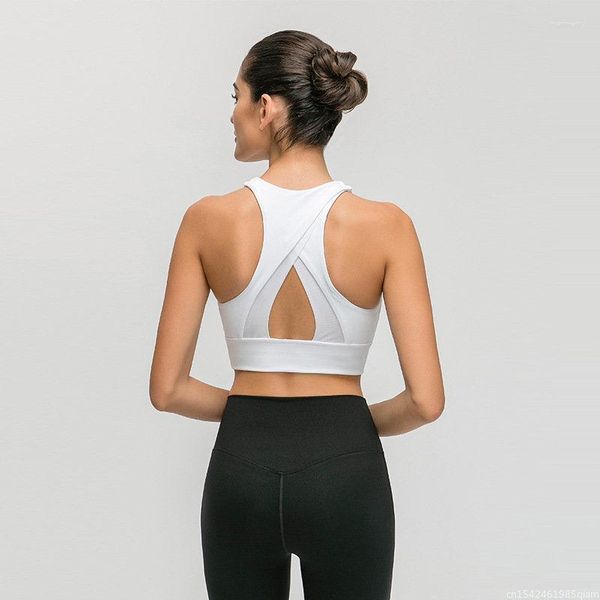 Camisas activas de cuello alto Push Up Gym Workout Bras Mujeres High Dance Yoga Sports Top Athletic Tank