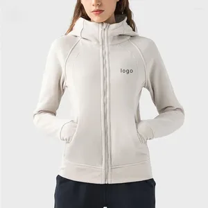 Chemises actives lo automne et hiver cagoule en peluche sportive gardien de fitness à glissière Slim Fit pour femmes