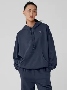 Chemises actives lo décontractée en coton pur polyvalent sweat à capuche sport extérieur haut à manches longues couleurs unvent de couleur unie en libre