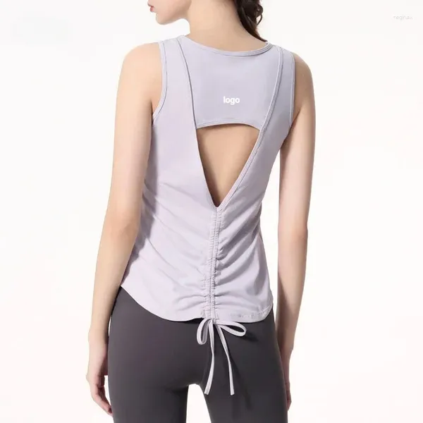Camisas activas LO Entrenamiento Running Mujeres Yoga Back Tight Ropa sexy Top Pull Rope Sin mangas Chaleco deportivo