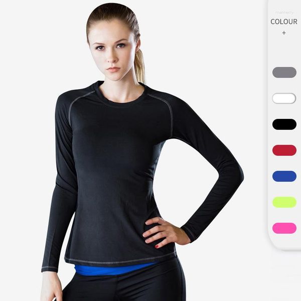 Chemises actives Maillots longs pour femmes Vêtements respirants Hauts de sport Blouses de tennis Survêtements à haute élasticité T-shirts de yoga Uniforme de course pour femmes