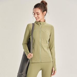 Actieve shirts Yogashirt met lange mouwen Dames Zip Fitness Winter Warm Gym Top Activewear Hardloopjassen Vrouw