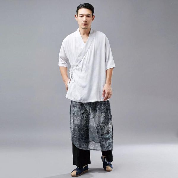 Chemises actives Hommes Tai Chi Méditation Yoga Chemise Lin Lâche Chinois Traditionnel Sweat Jogger Gym Casual Entraînement Kungfu Sportswear